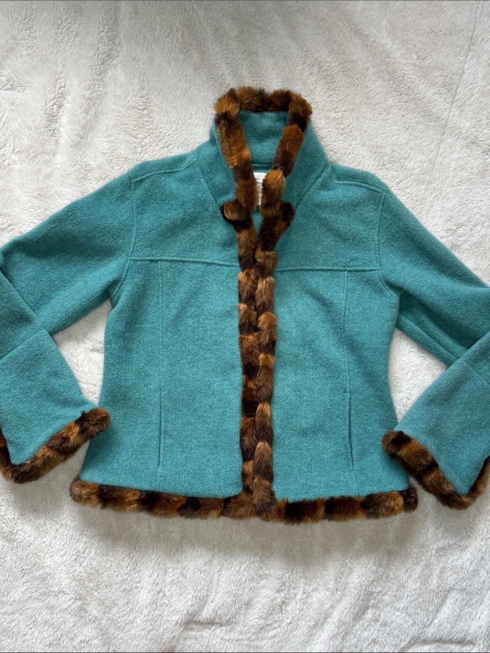 Vintage Tasha Polizzi Faux Fur Trim Coat Size Small